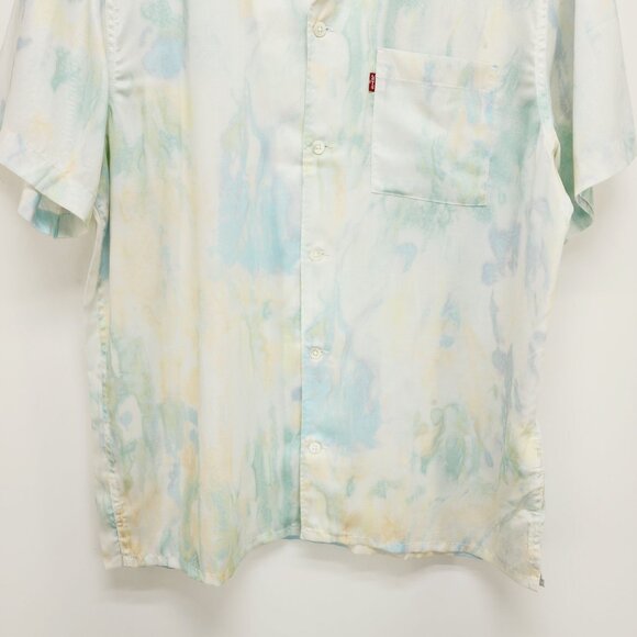 Levi's Mens Shirt Medium Tie Dye Hawaiian Short Sleeve Button Up Lyocell Relaxed - Picture 7 of 12